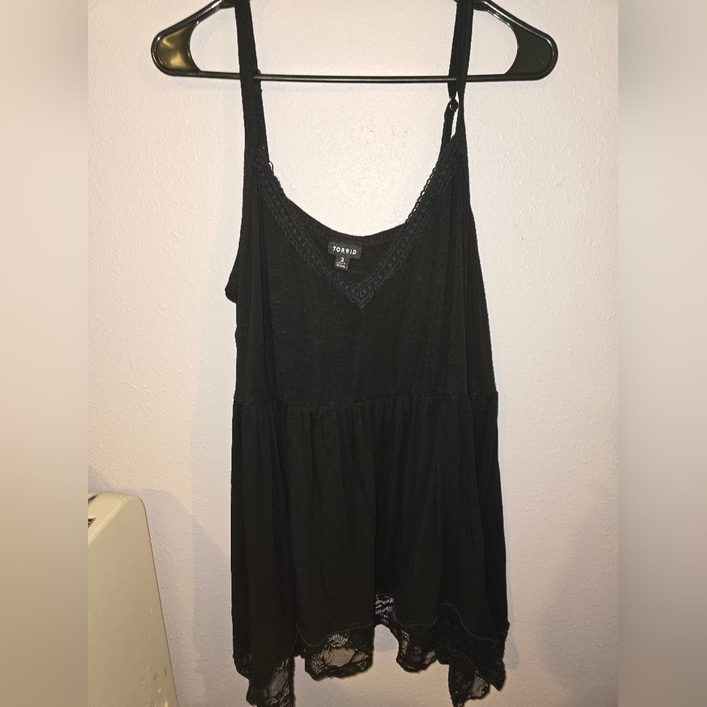 Torrid Black Asymmetrical Tiered Camisole